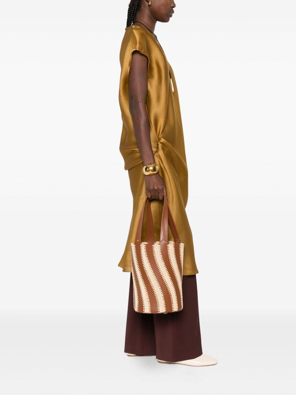 Talia raffia-leather bucket bag Product Image