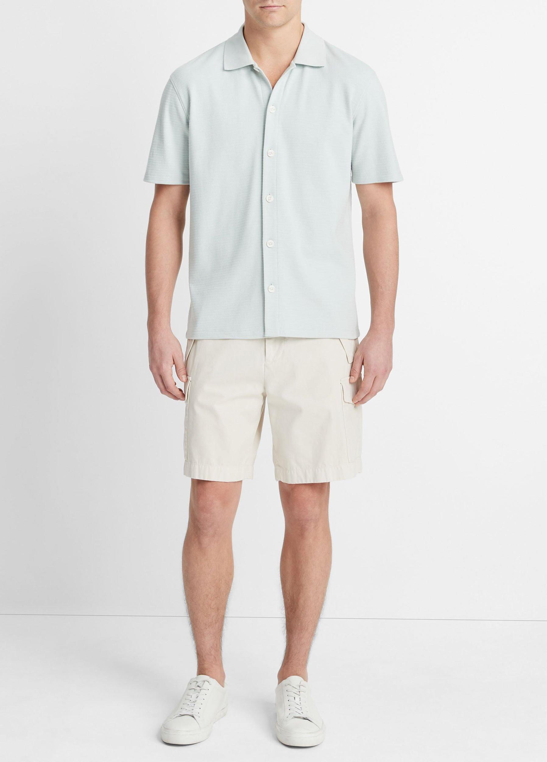 Variegated Jacquard Short-Sleeve Button-Front Shirt Product Image