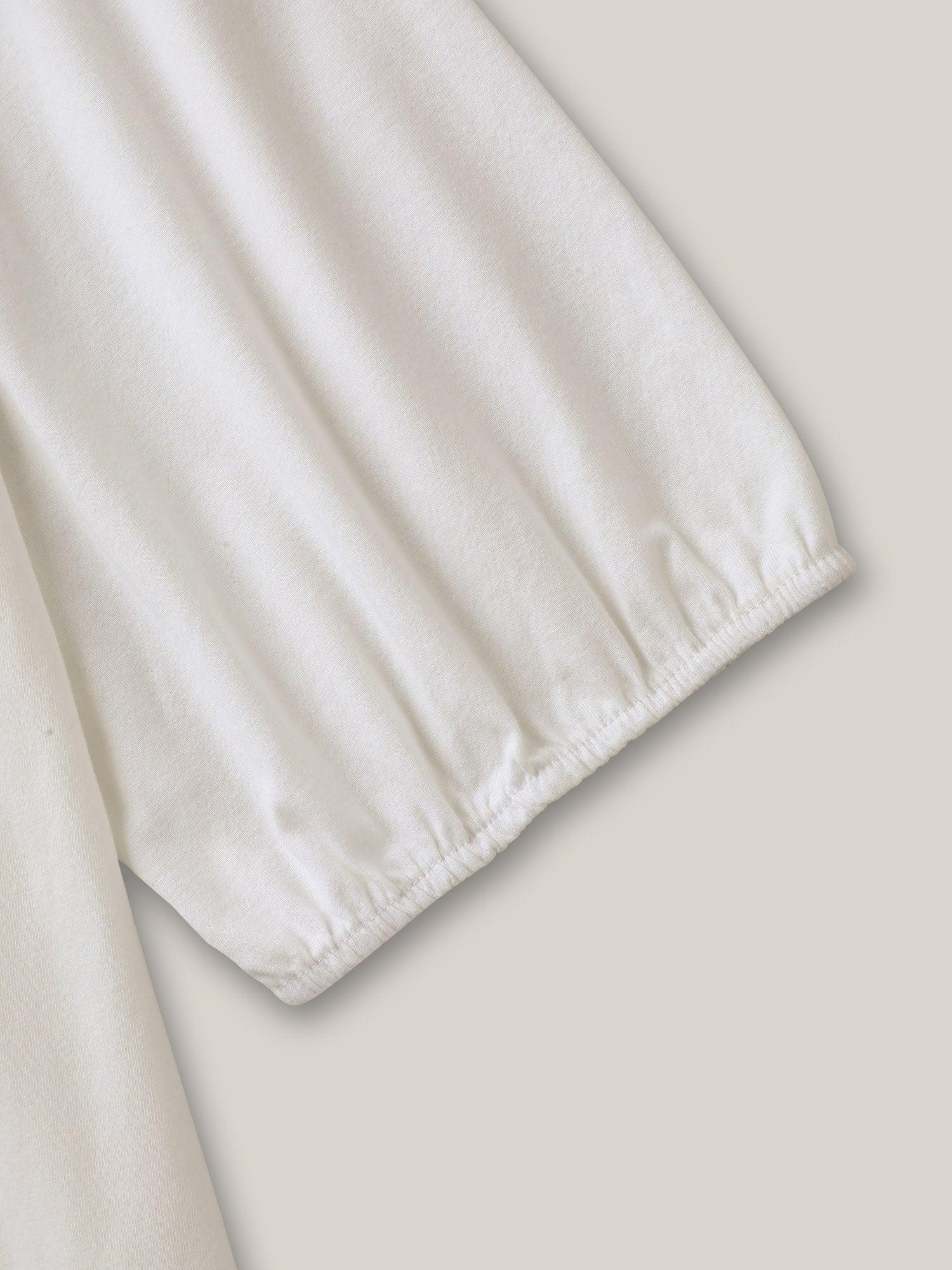 Embroidered Neck Ties Plain Top Female Product Image