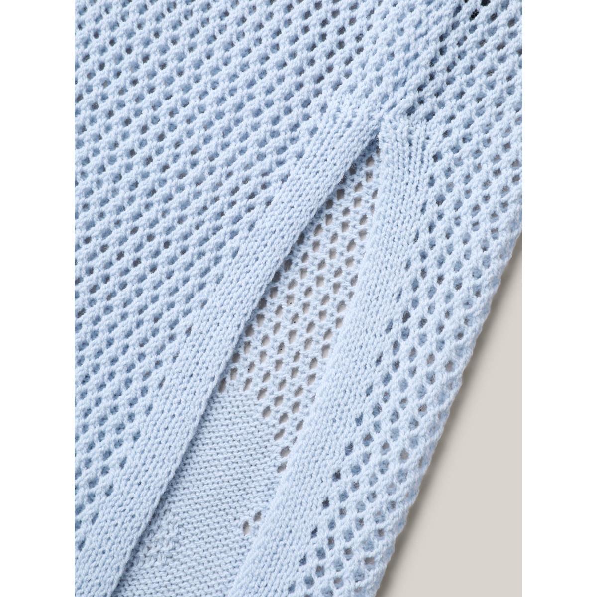 Plus Size Floral Pattern Jacquard Slit Swim Cover-Up Women's Swimwear LightBlue Beach Loose Cut-Out Curve Swim Cover Ups BloomChic 18-20/2X Product Image