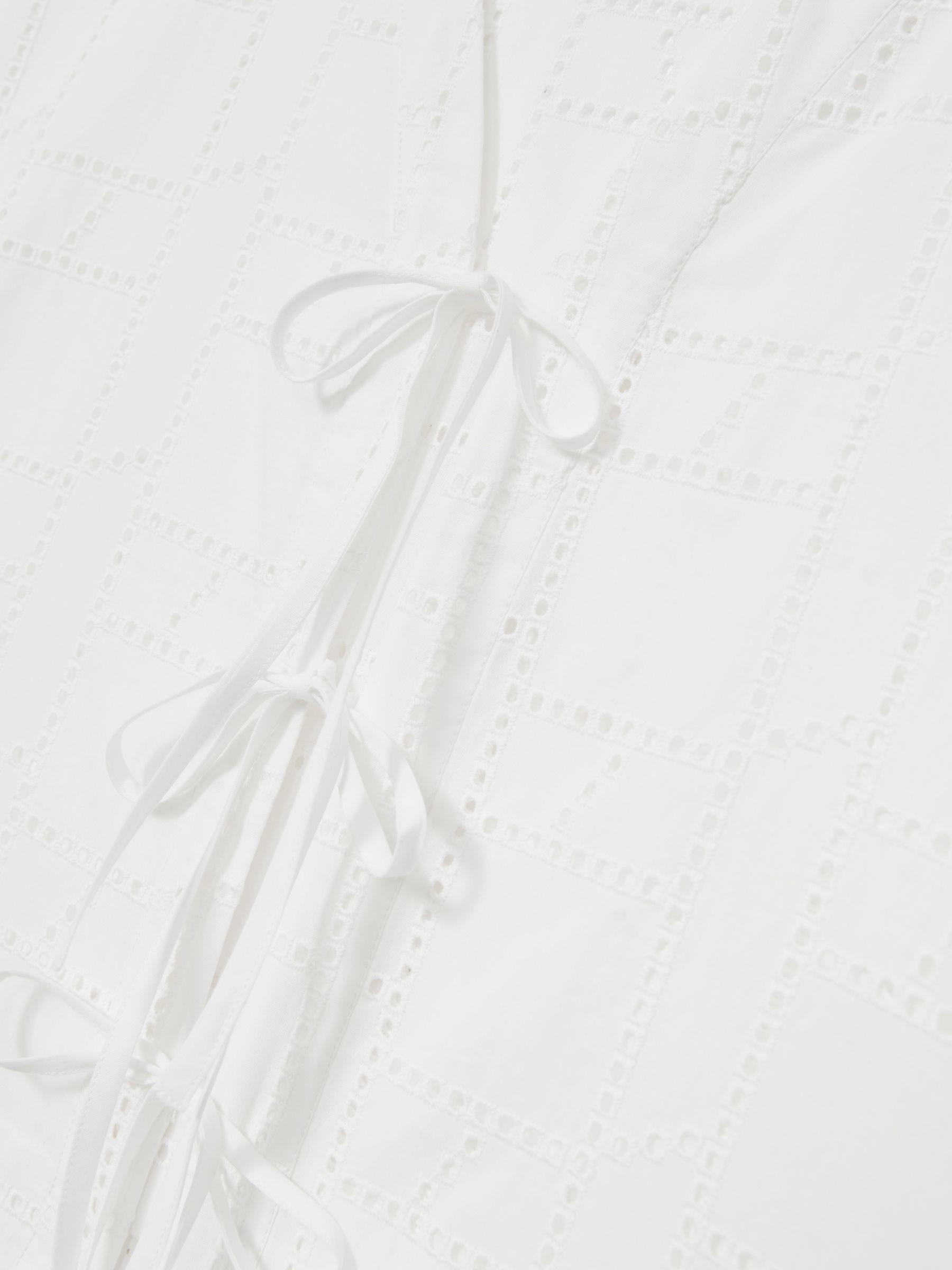 Cotton Broderie Tie-Front Top in White Product Image