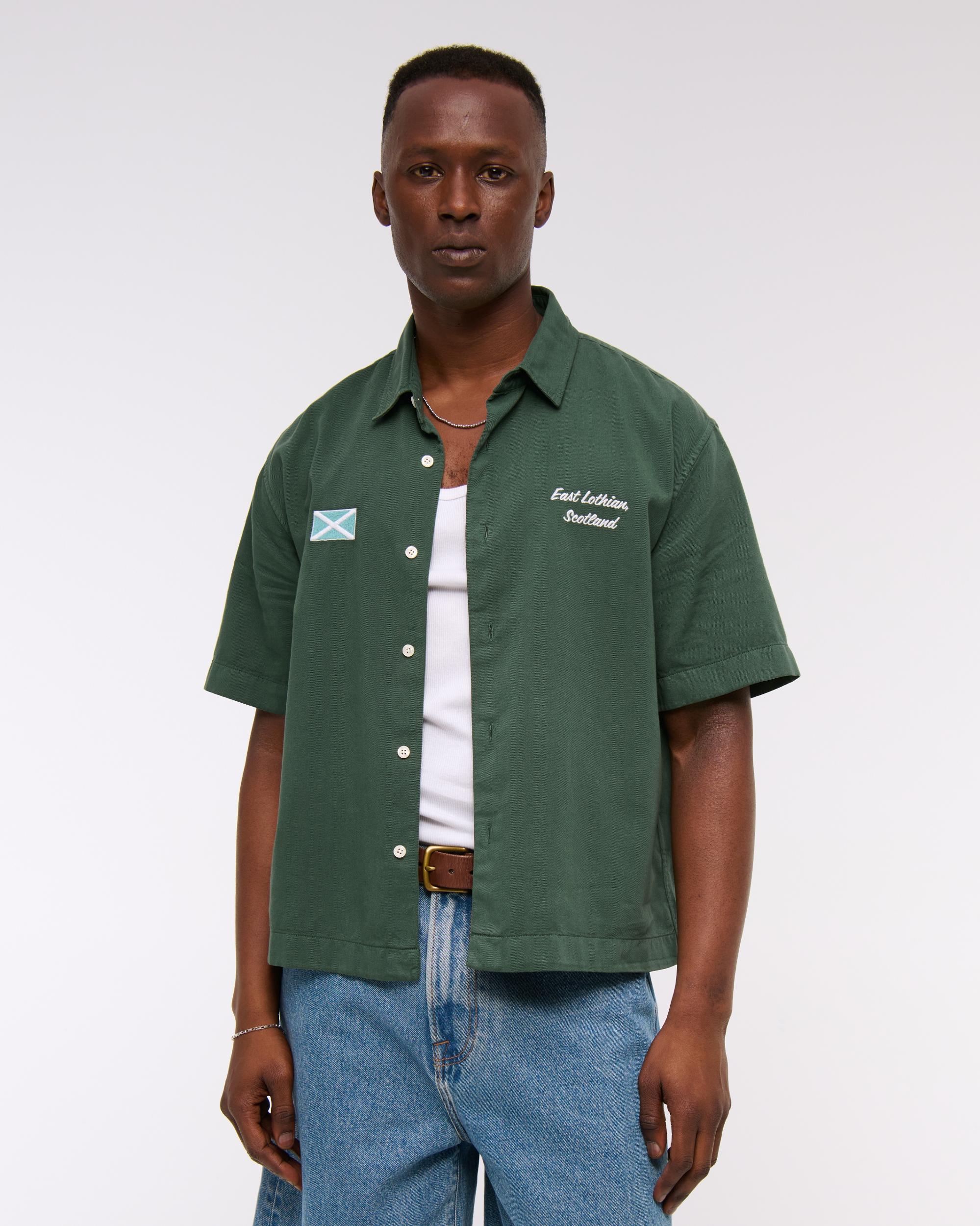 Short Sleeve Cropped PGA Scottish Open Button-Up Shirt Product Image