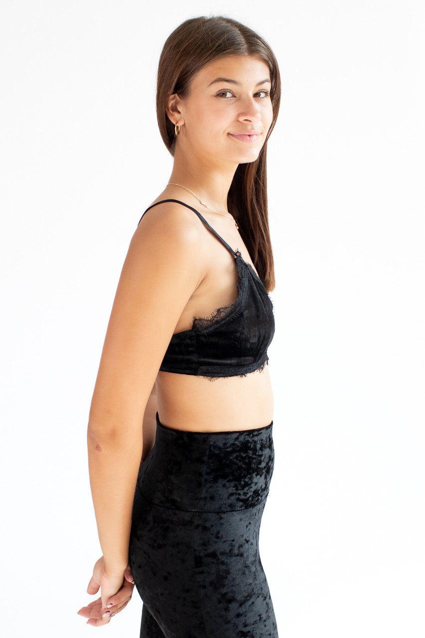 Velvet Lace Trim Bralette Product Image