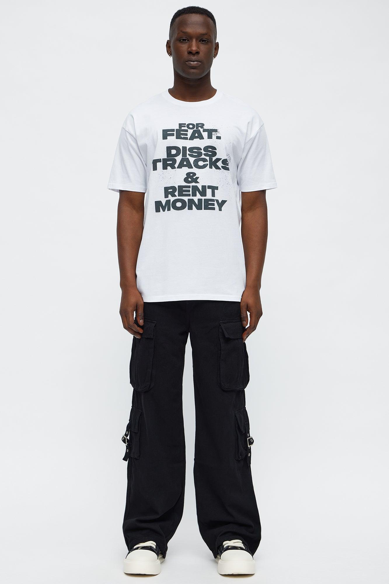 Rap Like Rent Is Due Short Sleeve Tee - White Male Product Image