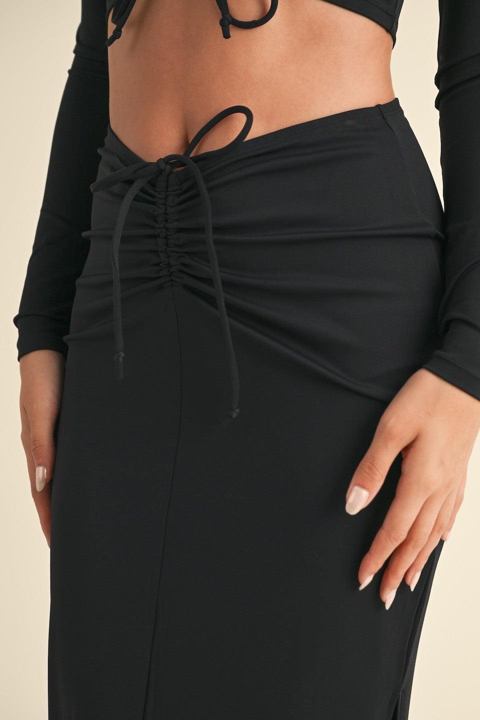 Ruched Side Slit Maxi Skirt Product Image