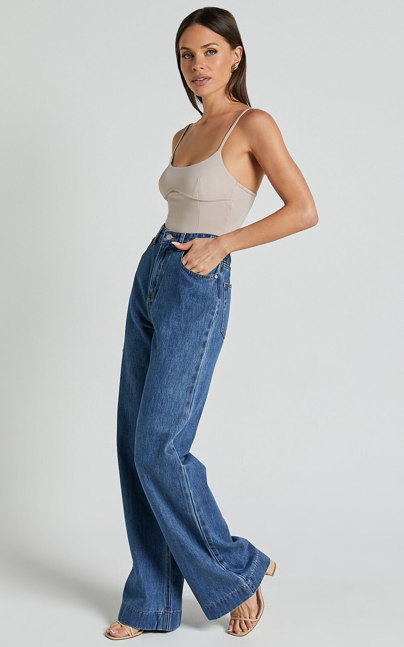 Daramie Bodysuit - Underbust Detail Bodysuit in Sand Product Image