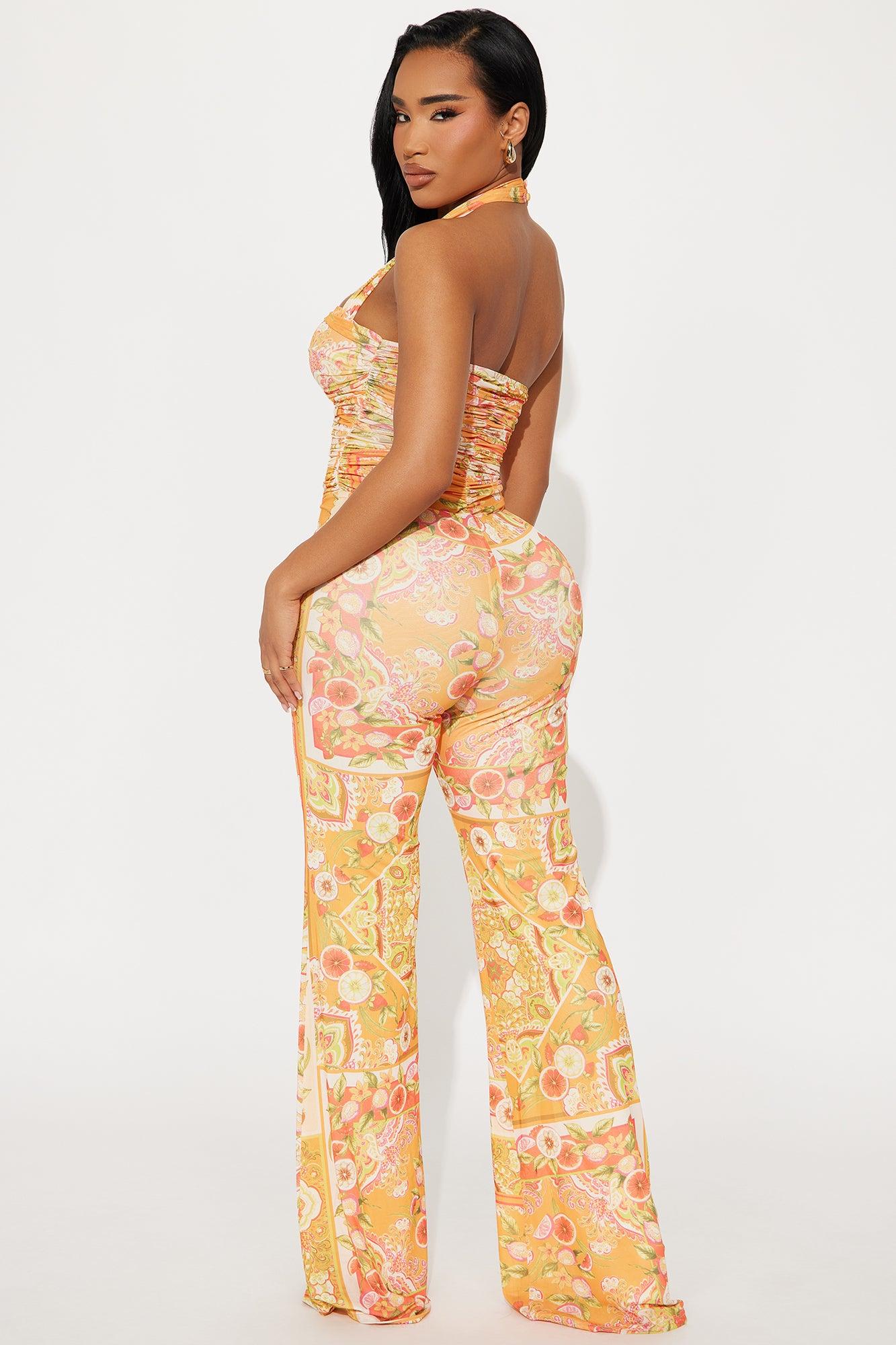 Hailey Halter Jumpsuit - Orange/combo Product Image