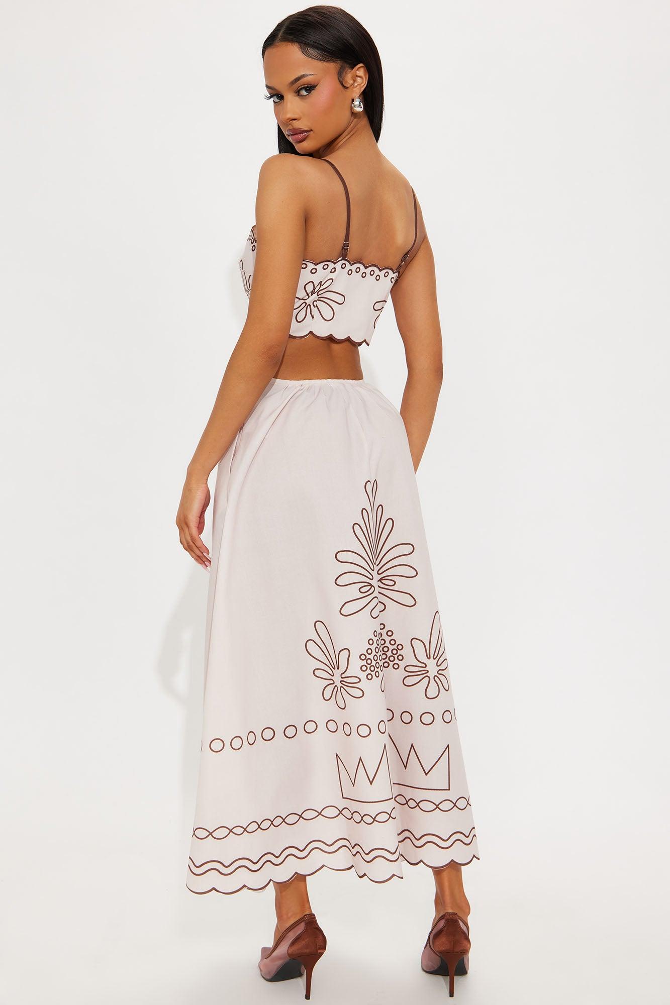 Leila Denim Maxi Dress - Tan Product Image