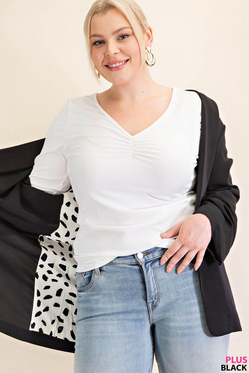 5524   Traci Ruched Sleeve Lined Blazer - Reg & Plus! Product Image