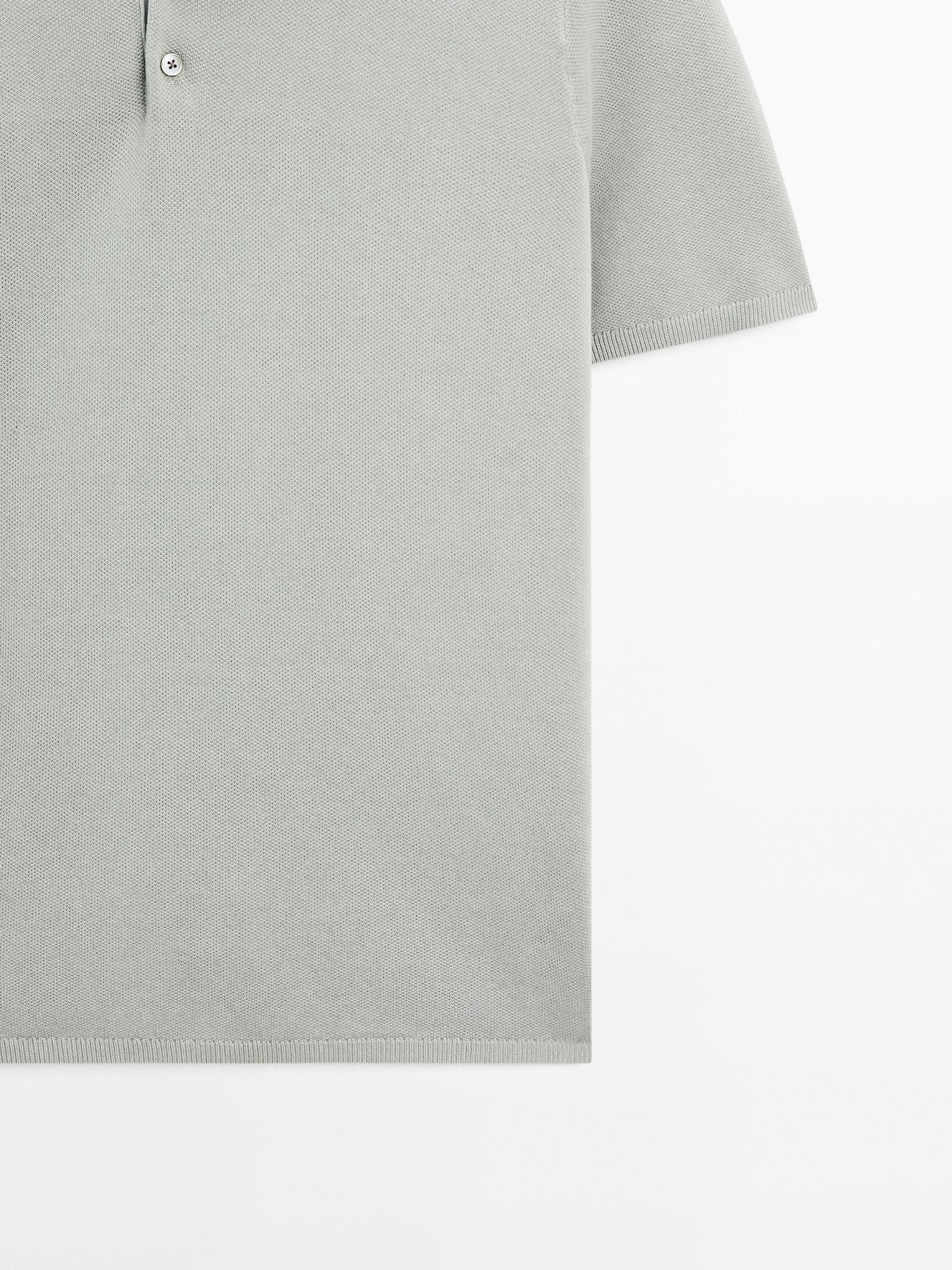 100% cotton textured knit polo shirt Product Image