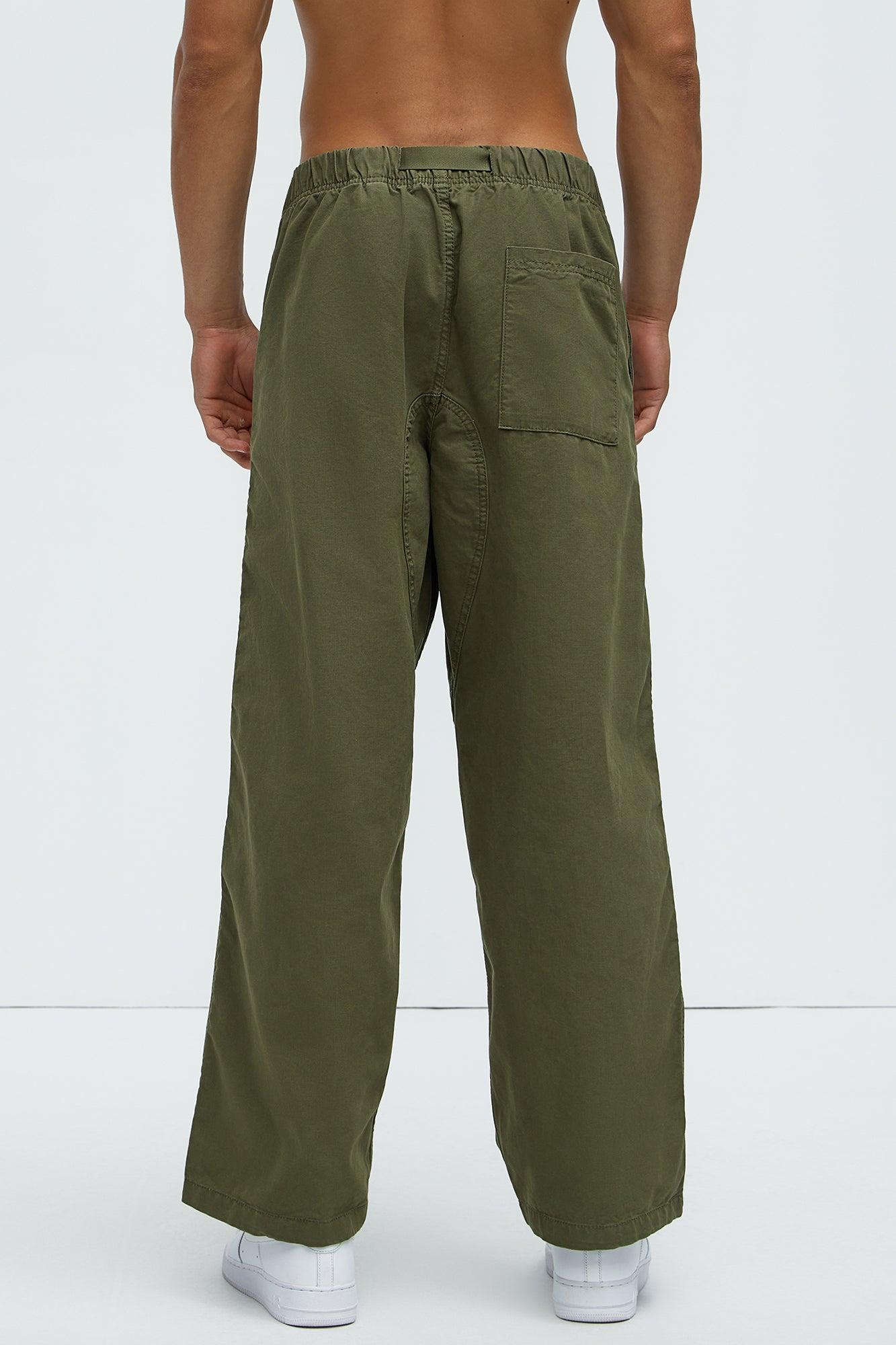 Barkley Belted Baggy Pants - Olive Product Image