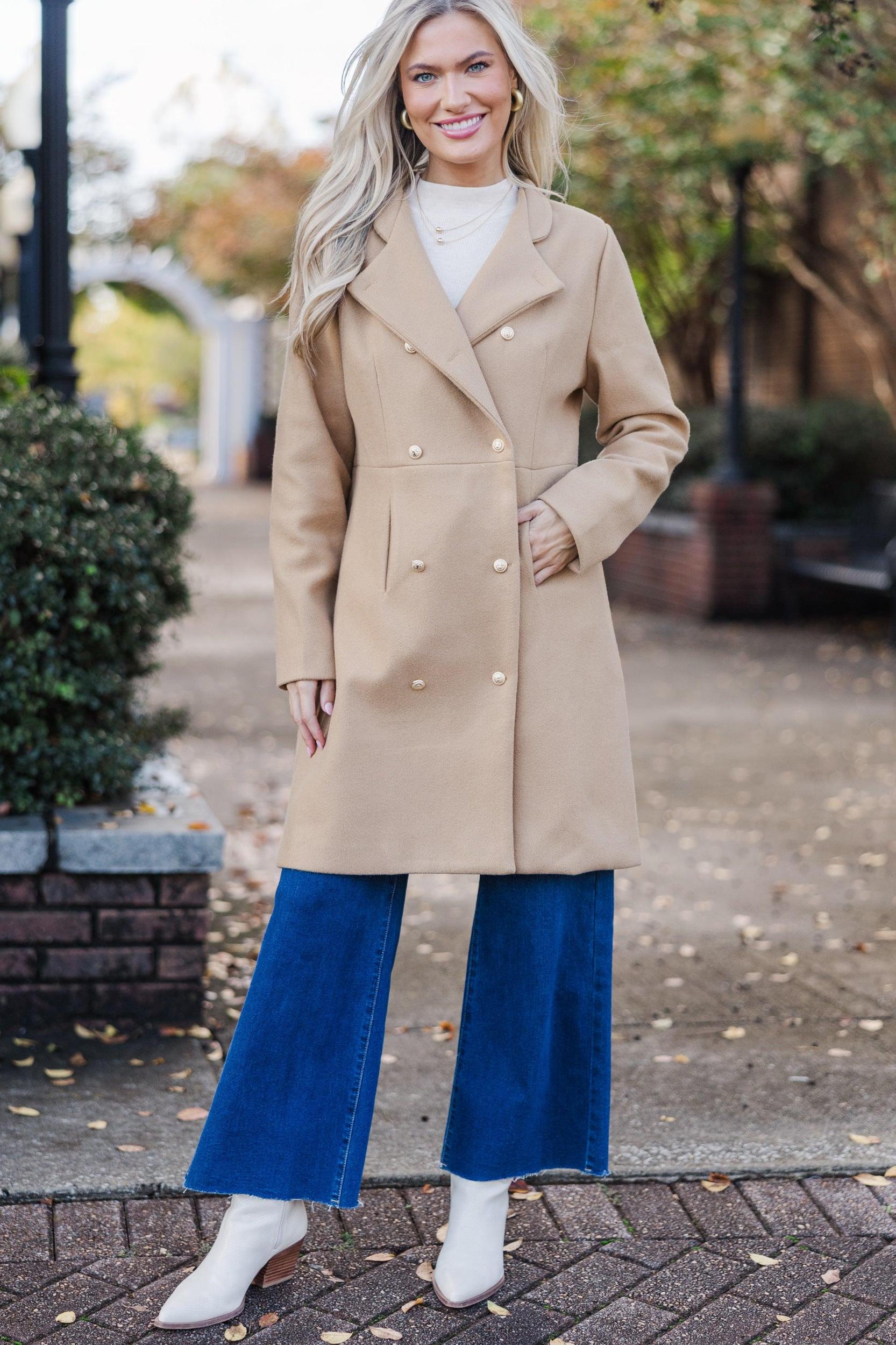 City Streets Camel Brown Coat Female Product Image