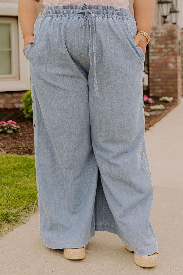 The Olive High Waist Wide Leg Chambray Pants Curves Product Image