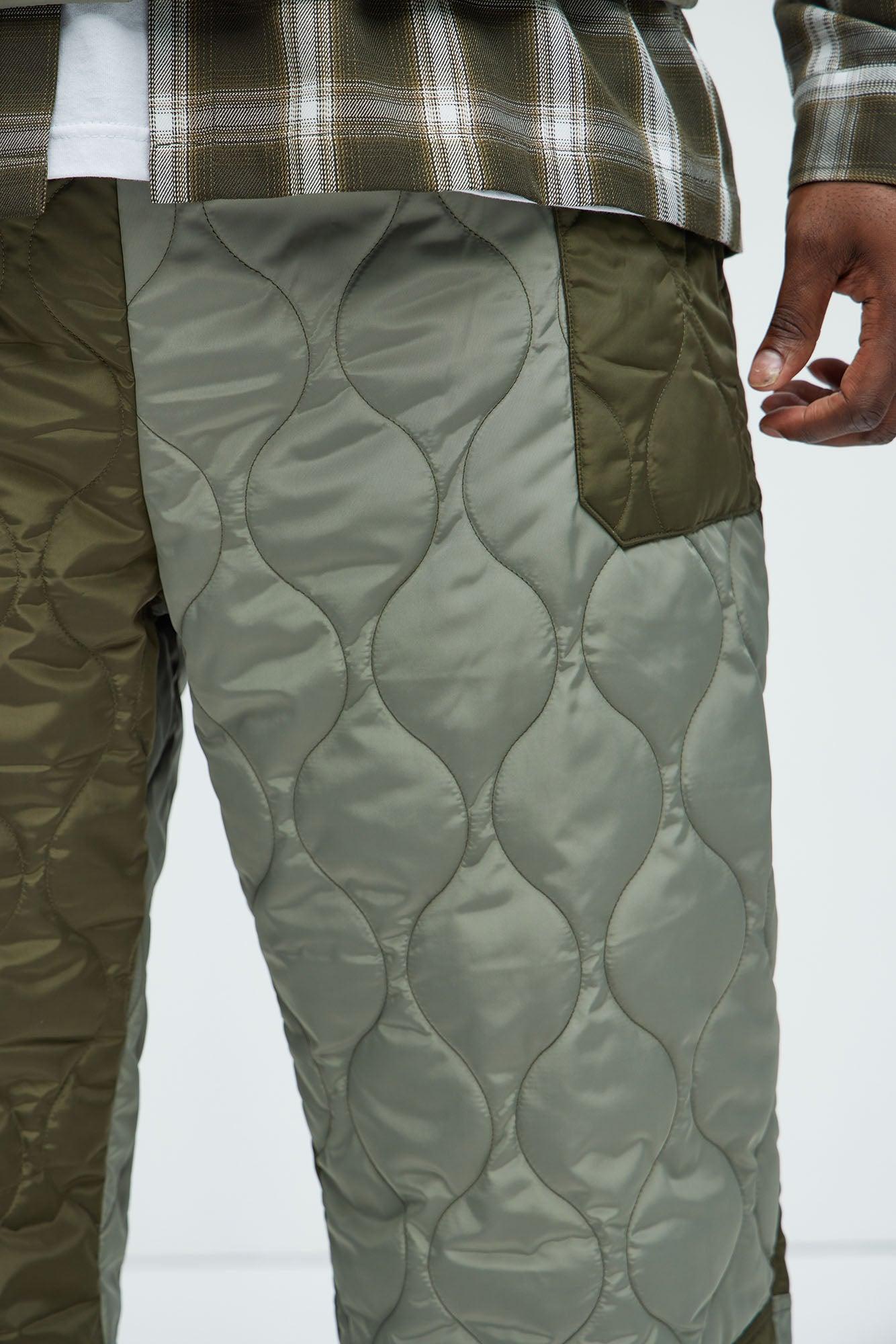 Rework Quilted Straight Pants - Green/combo Product Image