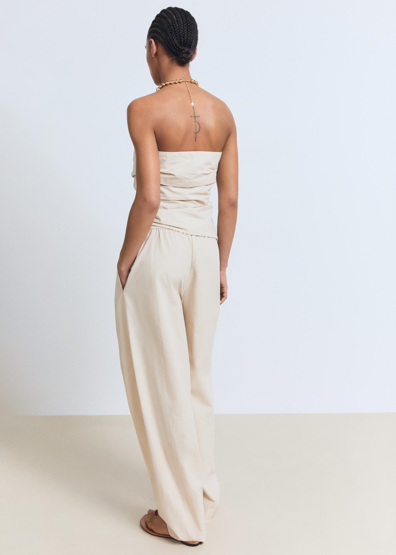 Paper bag cotton pants - Women | MANGO USA Product Image