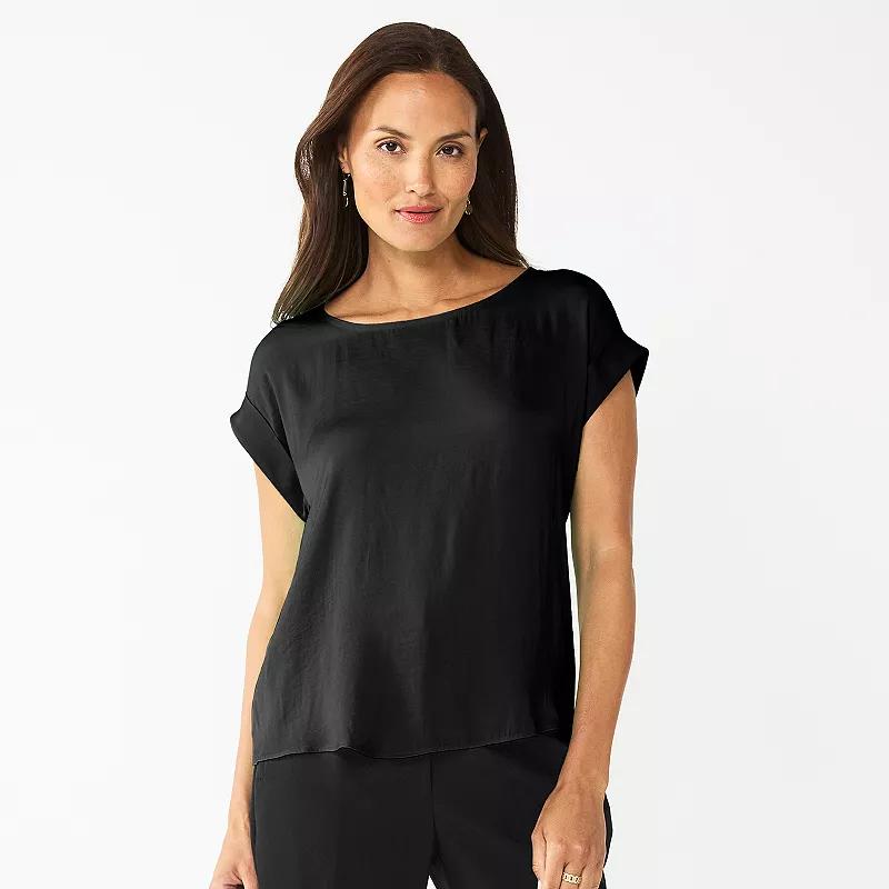 Women's Nine West Roll Cuff Woven Tee,  Product Image