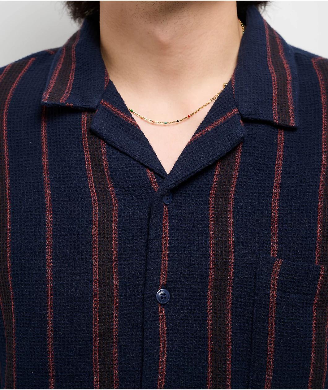 Brixton Bunker Navy Short Sleeve Button Up Shirt Product Image