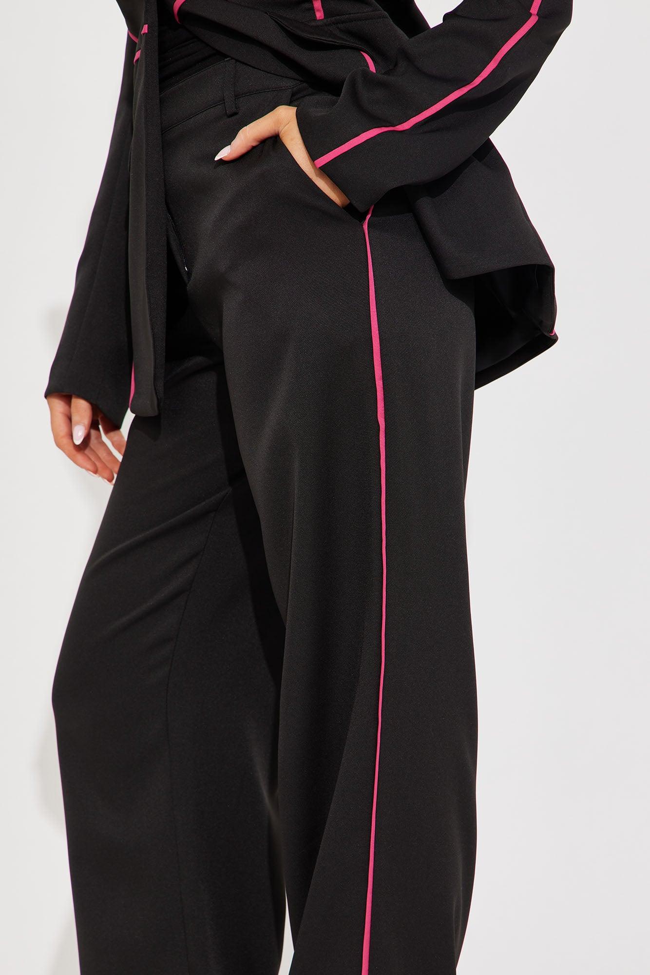 Miss Executive Blazer Pant Set - Black/Pink Female Product Image