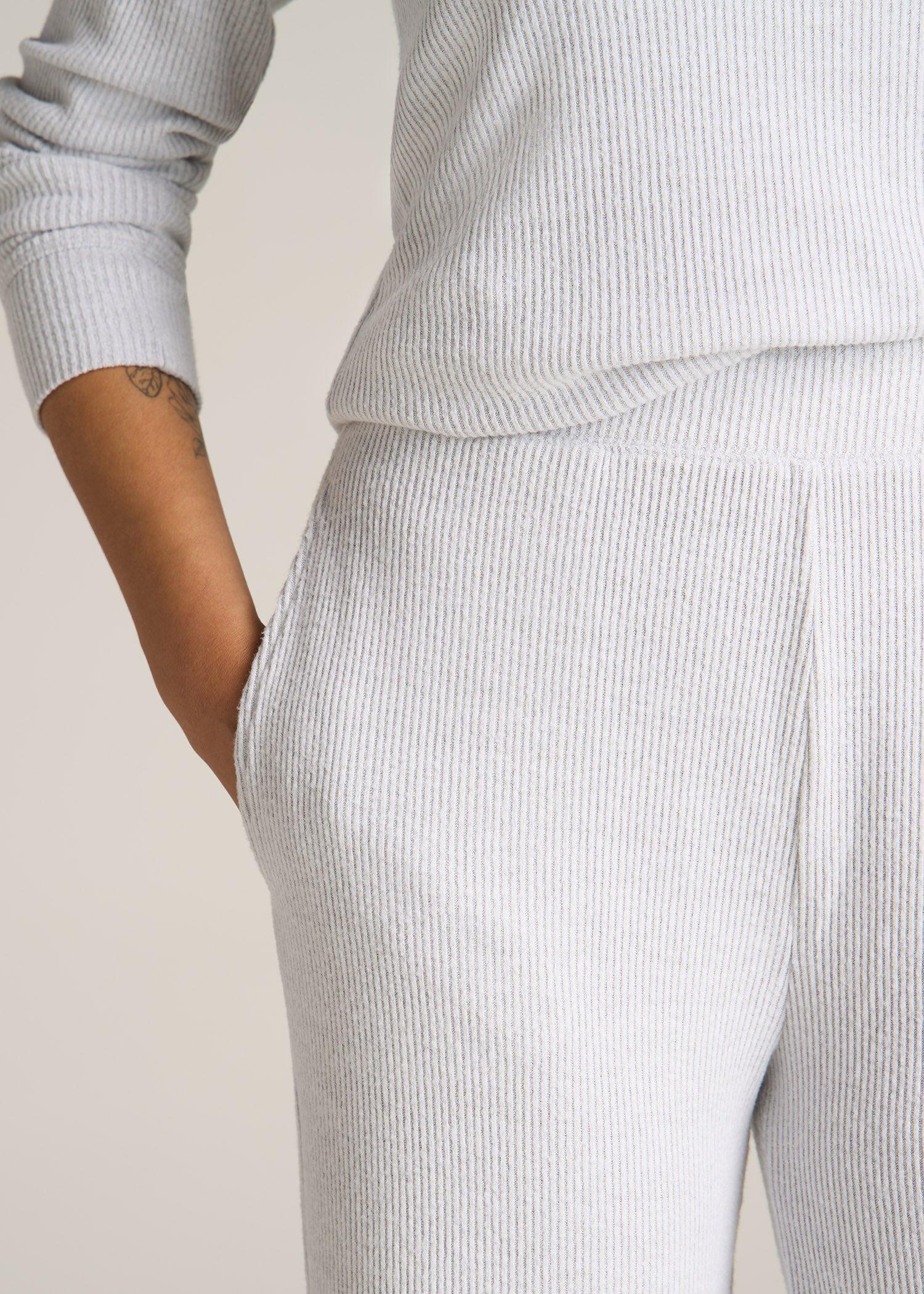 Women's Ribbed Flare Lounge Pants for Tall Women in Fog Grey Mix Female Product Image