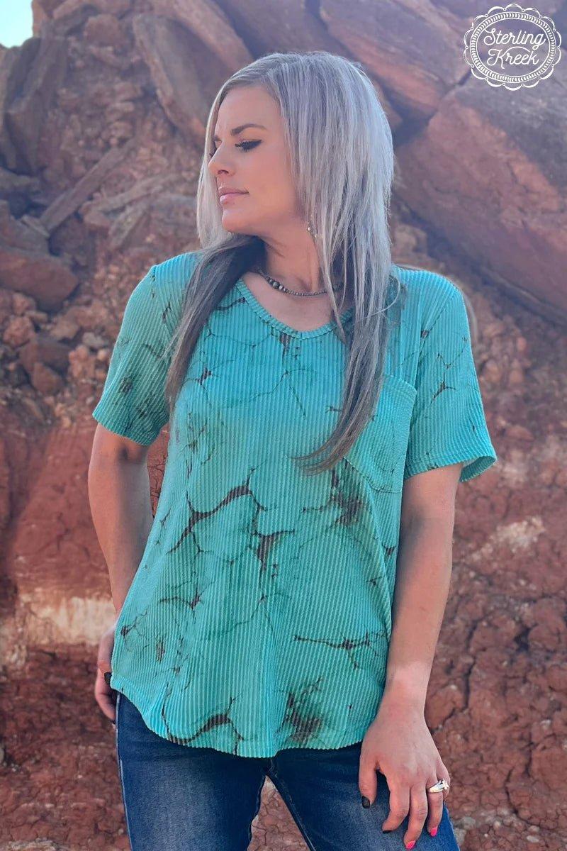 Sterling Kreek Turquoise Herd V-Neck Top Product Image