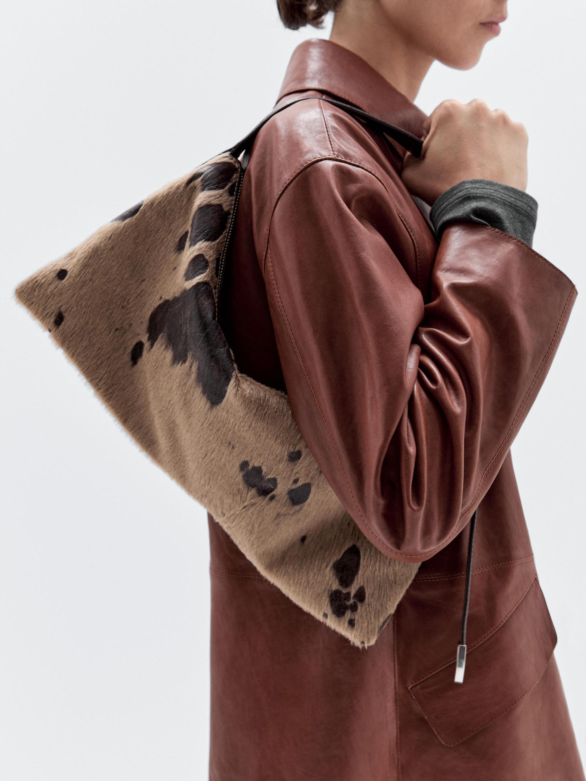 Animal print hair-on leather bag Product Image