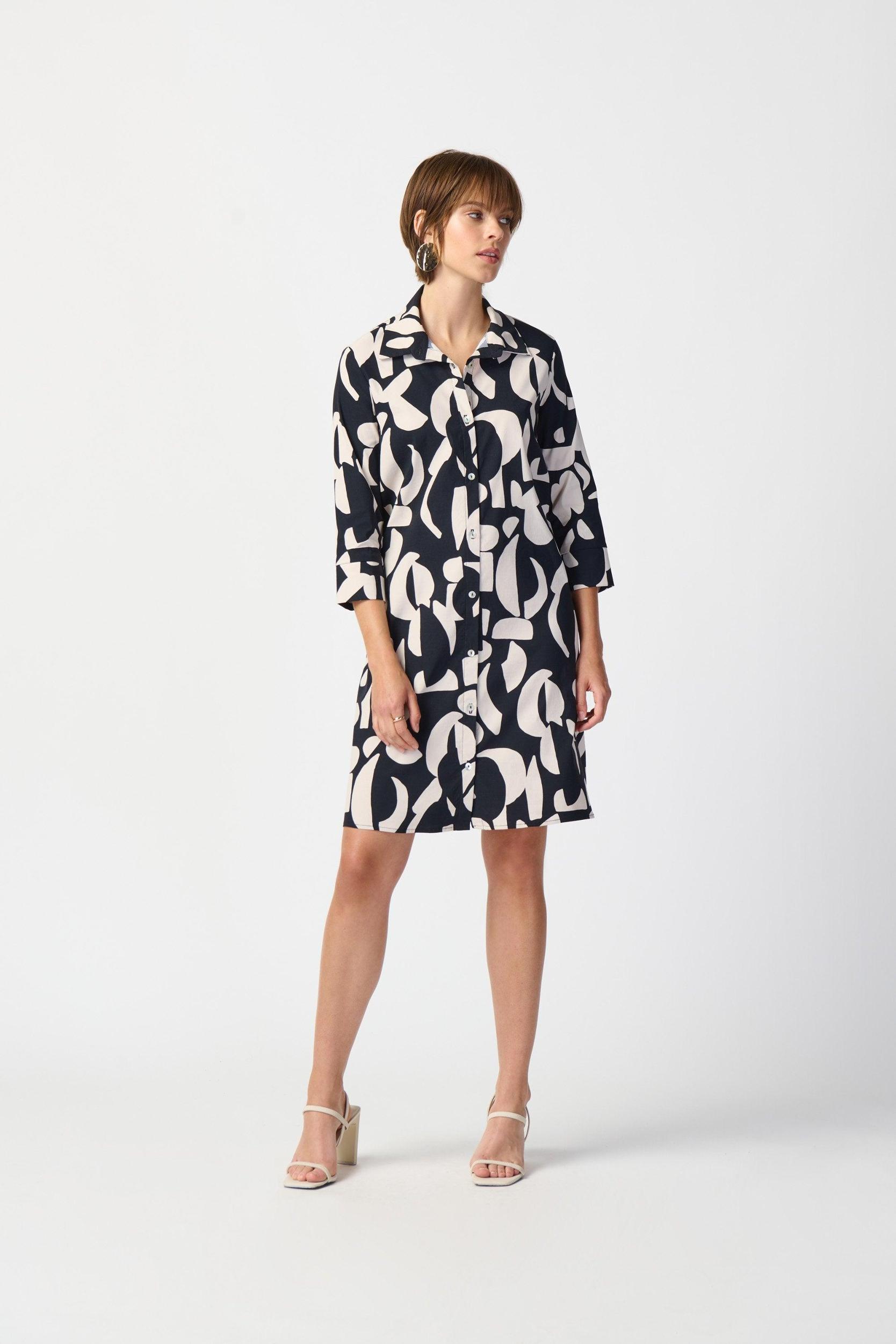 Abstract Print Stretch Poplin Trapeze Dress Product Image