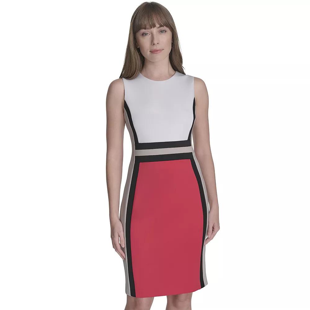 Women's Andrew Marc Sleeveless Colorblock Sheath Dress, Size: 10, Cream Black Pinki Product Image