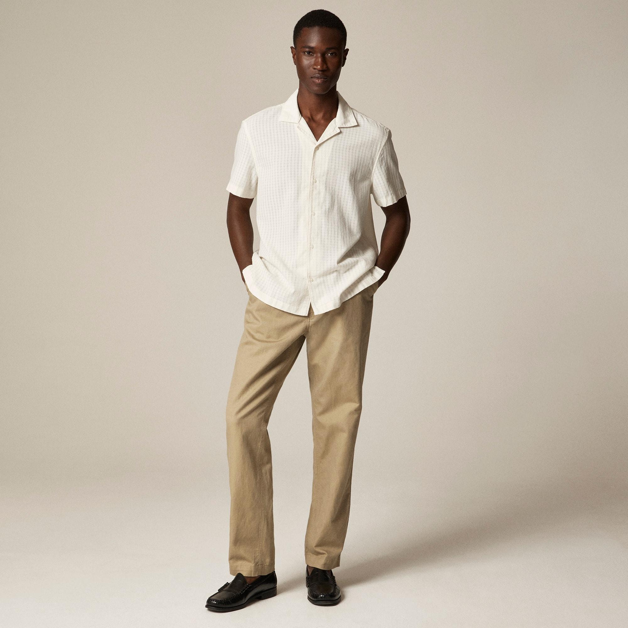 Short-sleeve cotton dobby camp-collar shirt Product Image