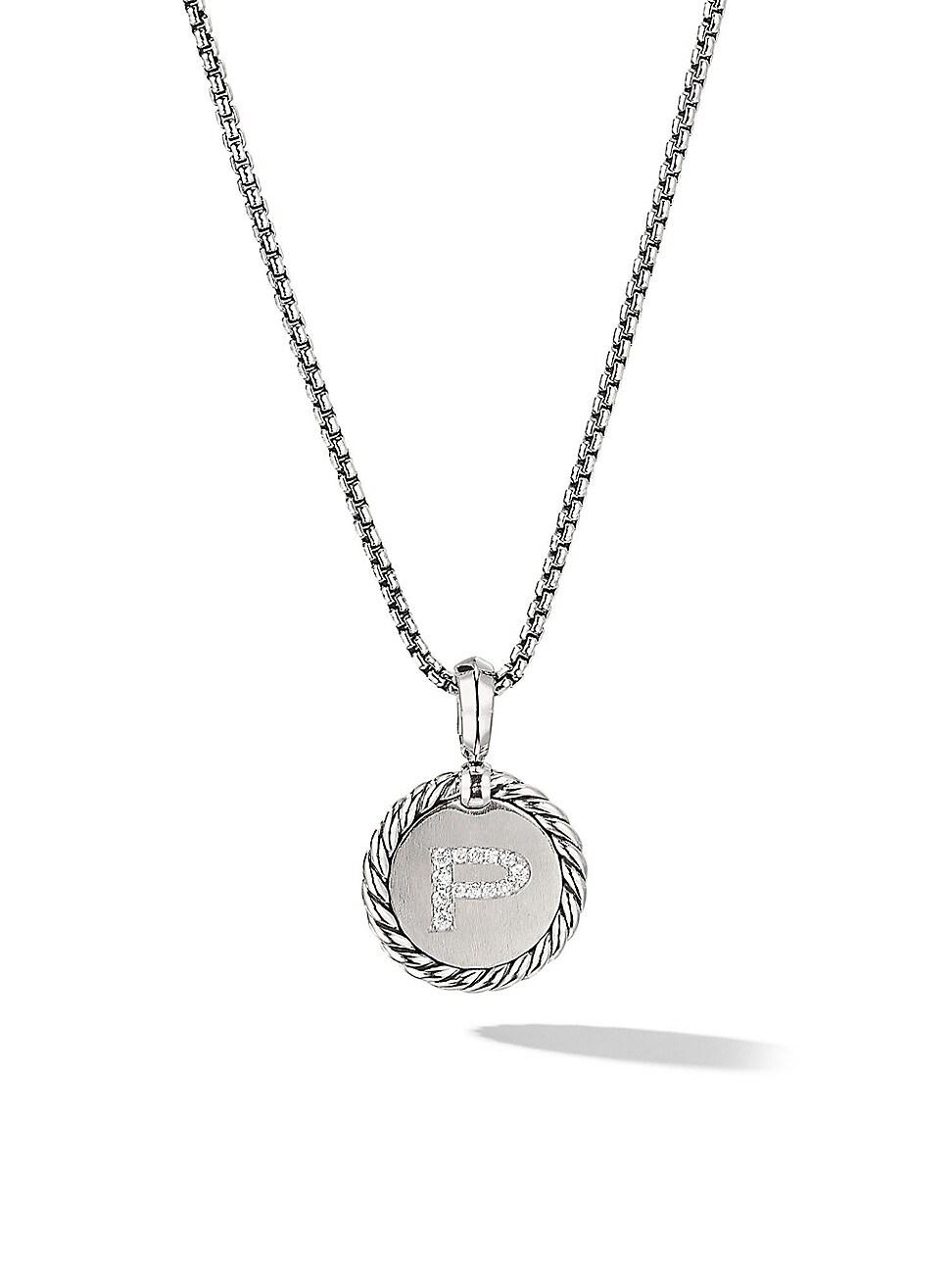 Womens Initial Charm Necklace in Sterling Silver Product Image