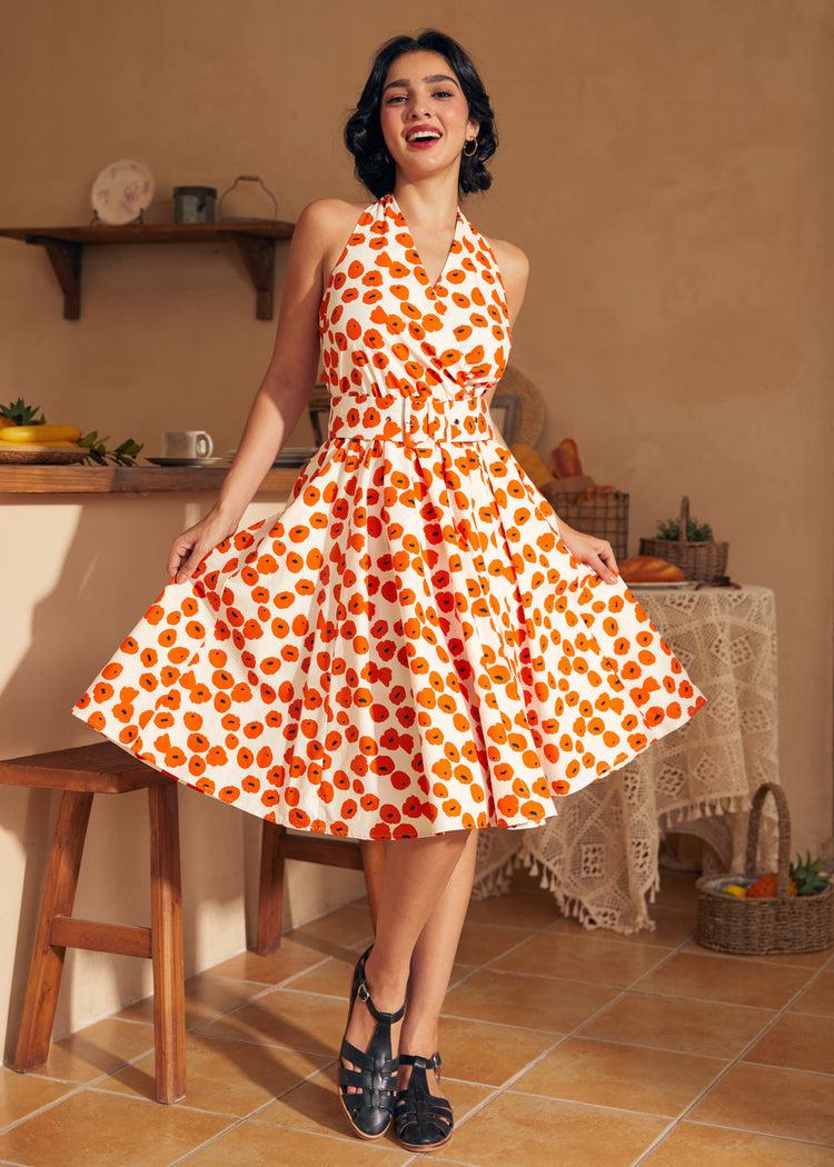 Instant Energy Faux-Wrap Halter Dress Product Image