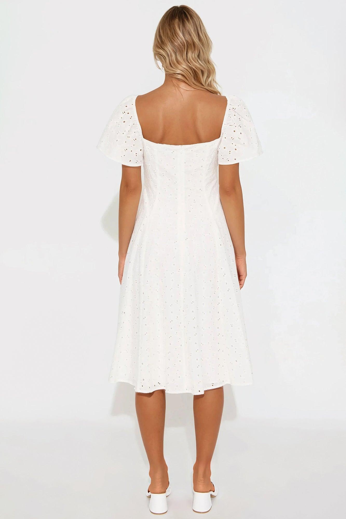 Shanley Eyelet Midi Dress - White Product Image