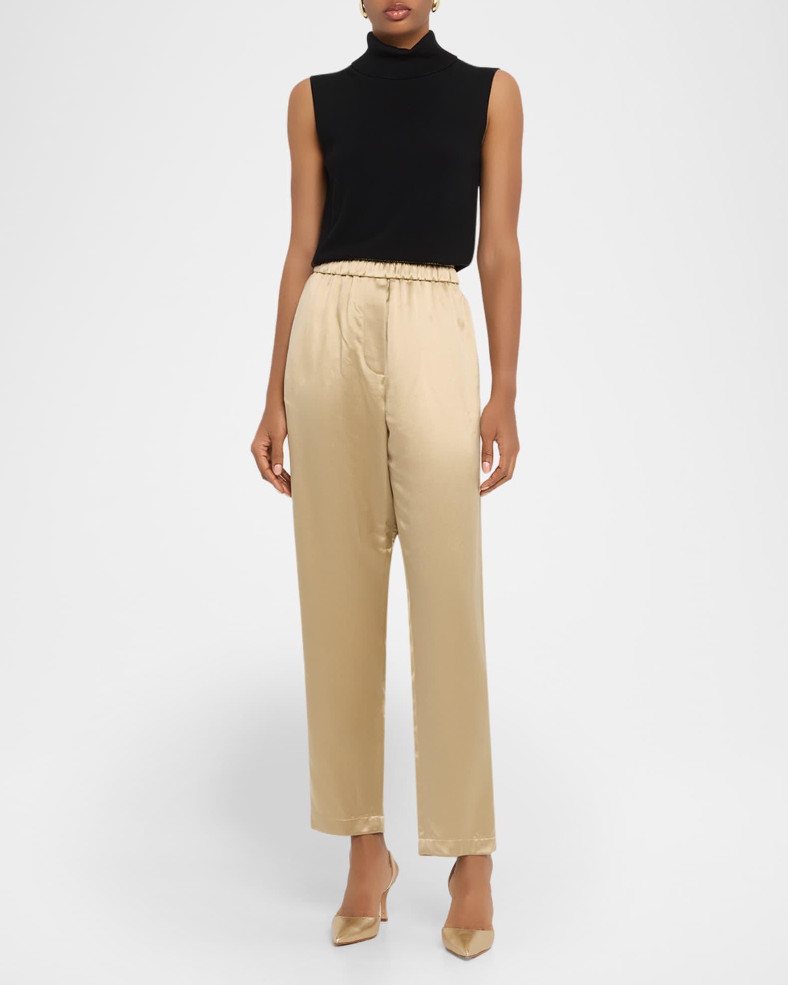 Relaxed-Leg Silk Pull-On Trousers Product Image
