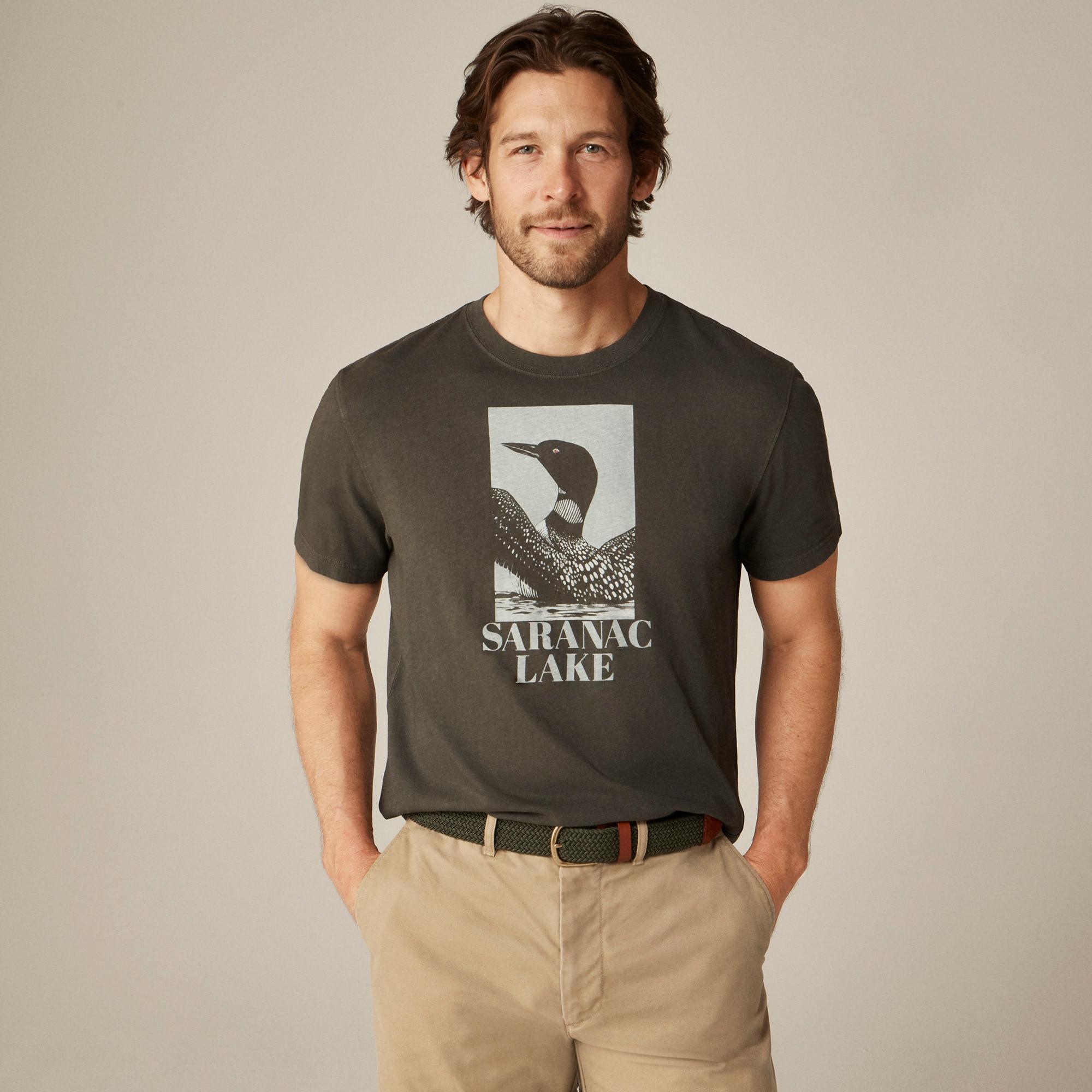 Vintage-wash cotton "Saranac" graphic T-shirt Product Image