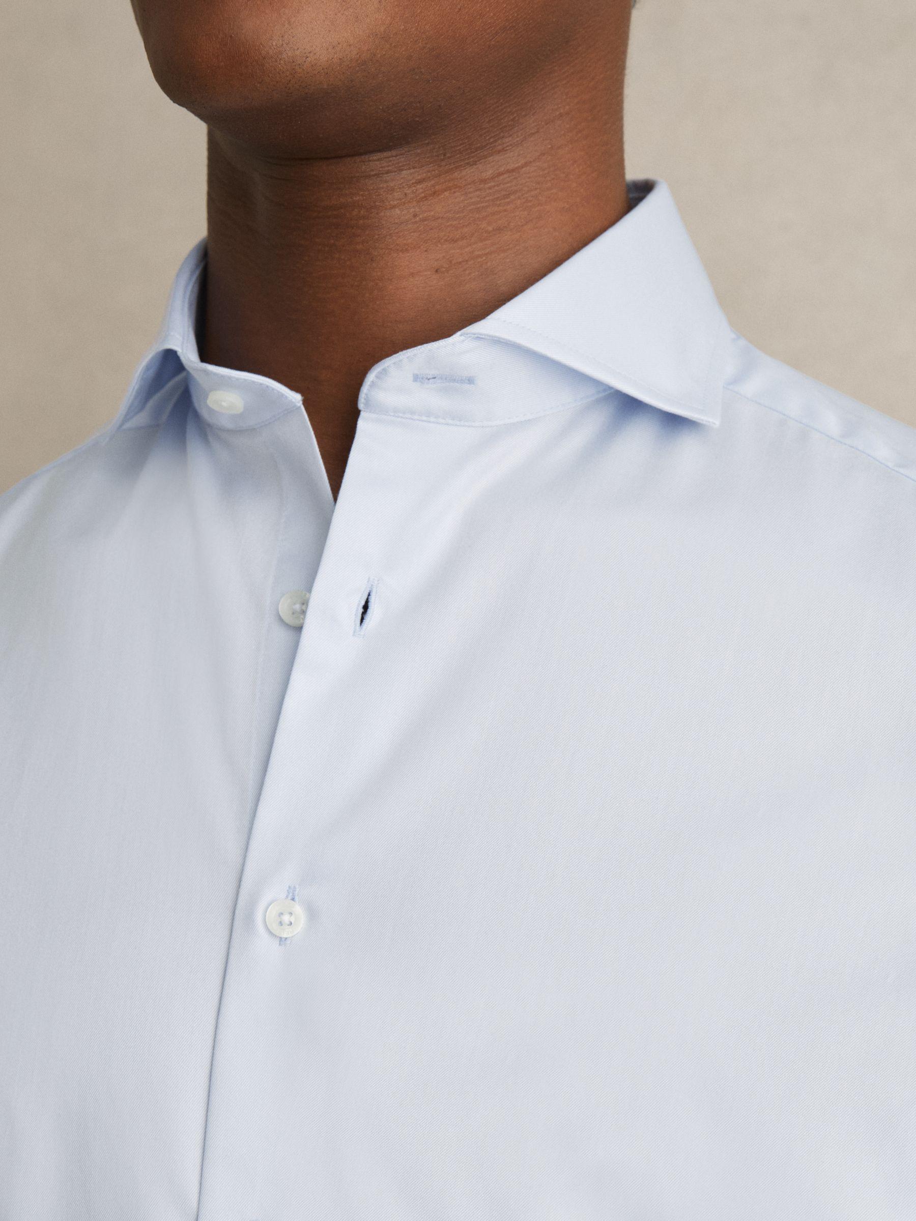 Slim Fit Two-Fold Cotton Shirt in Soft Blue Product Image