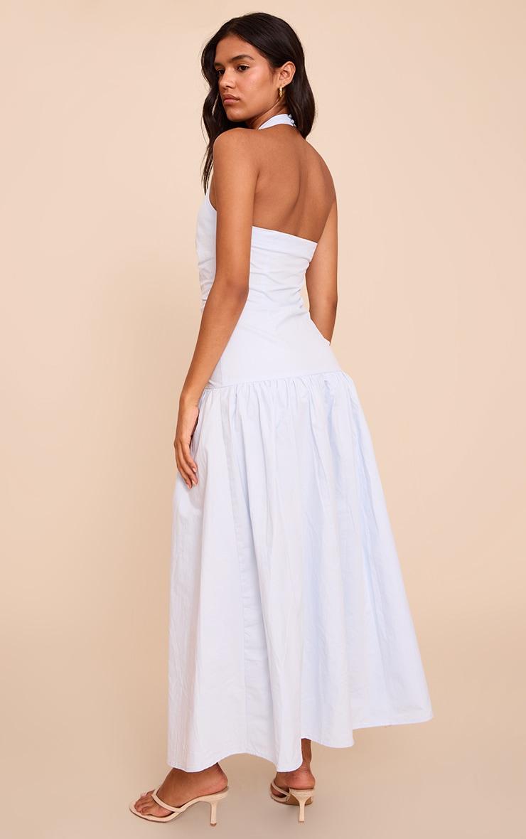 Blue Woven Ruched Detail Maxi Dress Product Image