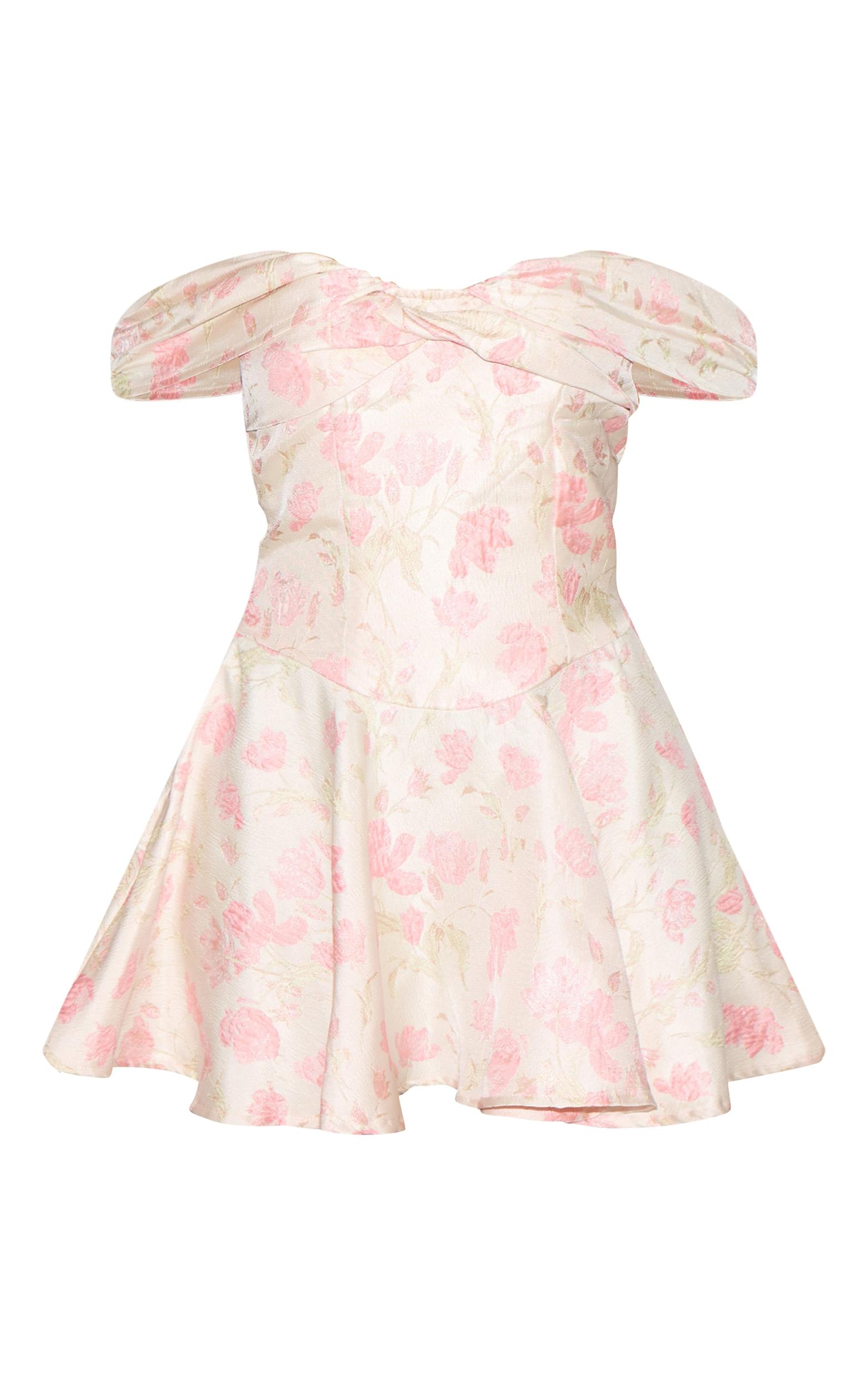 Pink Bardot Jacquard Shift Dress Product Image