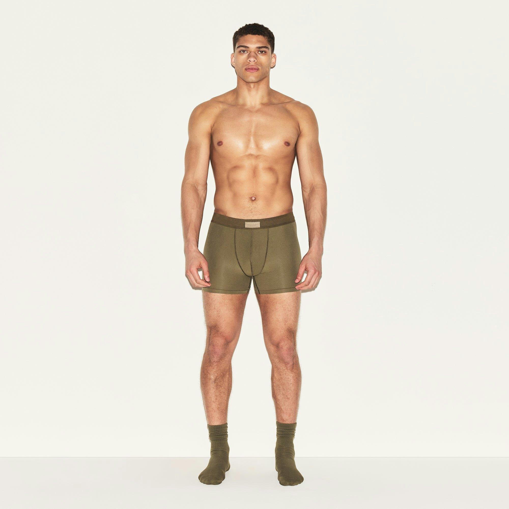 SKIMS COTTON MENS 3" BOXER BRIEF 3-PACK  | ARMY MULTI Product Image