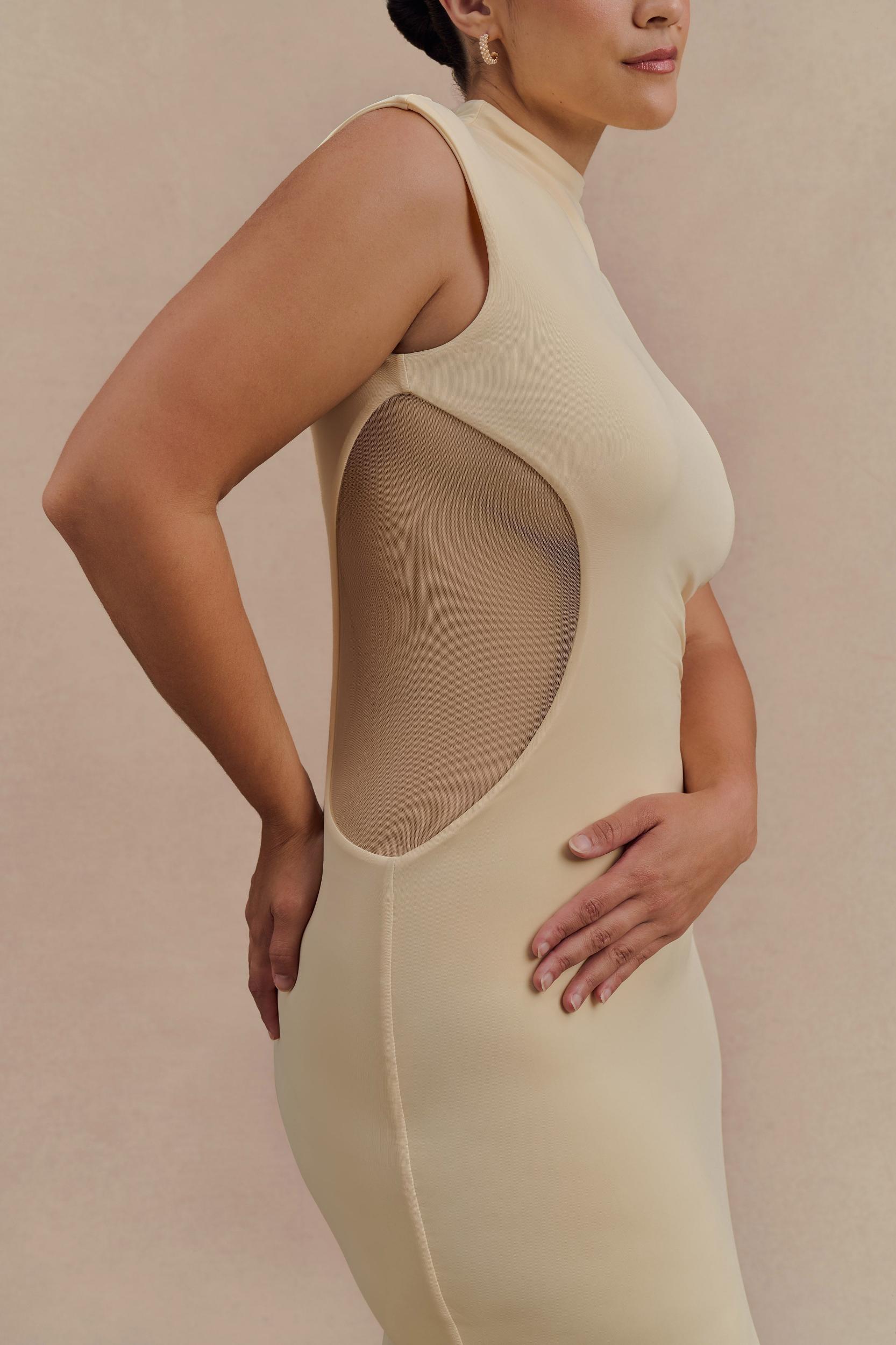 Massie Slinky And Mesh Maxi Dress - Lemon Product Image