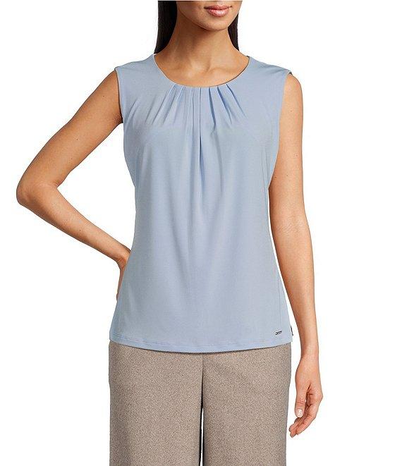 Calvin Klein Matte Jersey Pleat Neck Sleeveless Cami Product Image