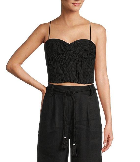 Antonio Melani x Style by Simkins Coordinating Sarah Linen Blend Rope Applique Sweetheart Neck Sleeveless Top Product Image