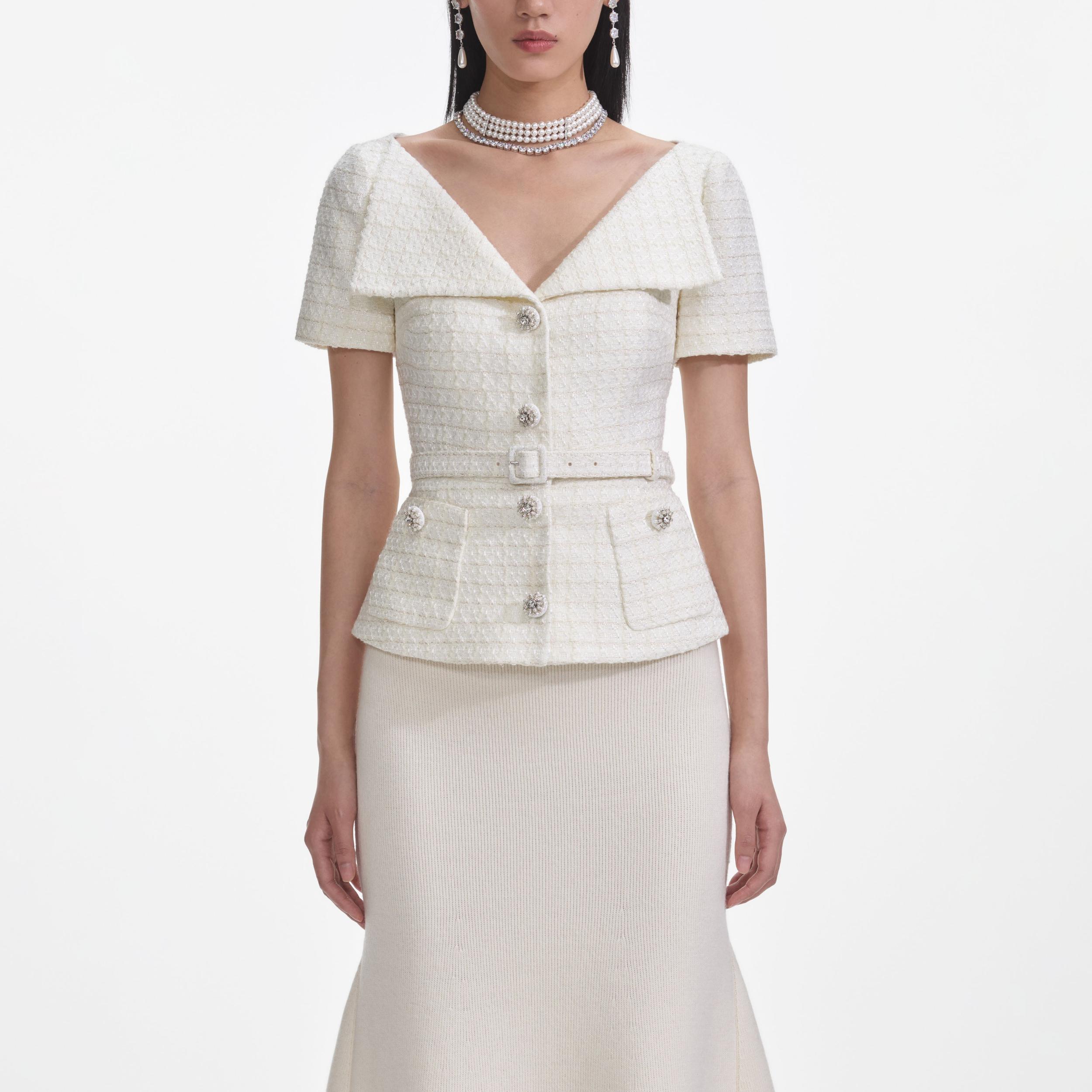 Cream Boucle Top Product Image