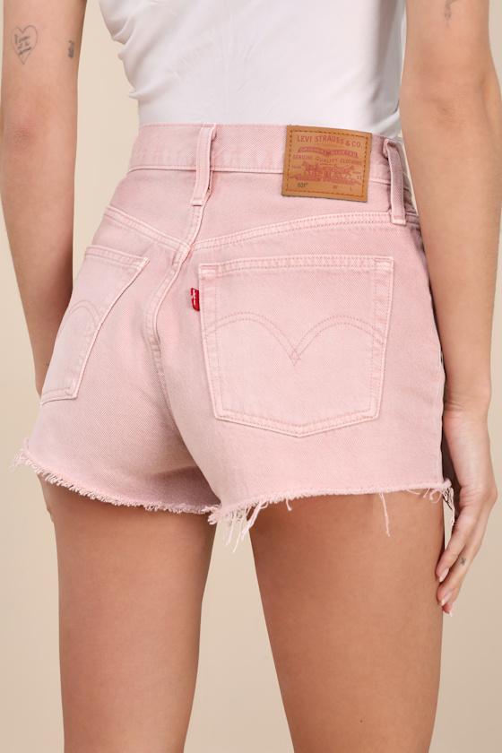 501 Washed Mauve High-Rise Denim Cutoff Shorts Product Image