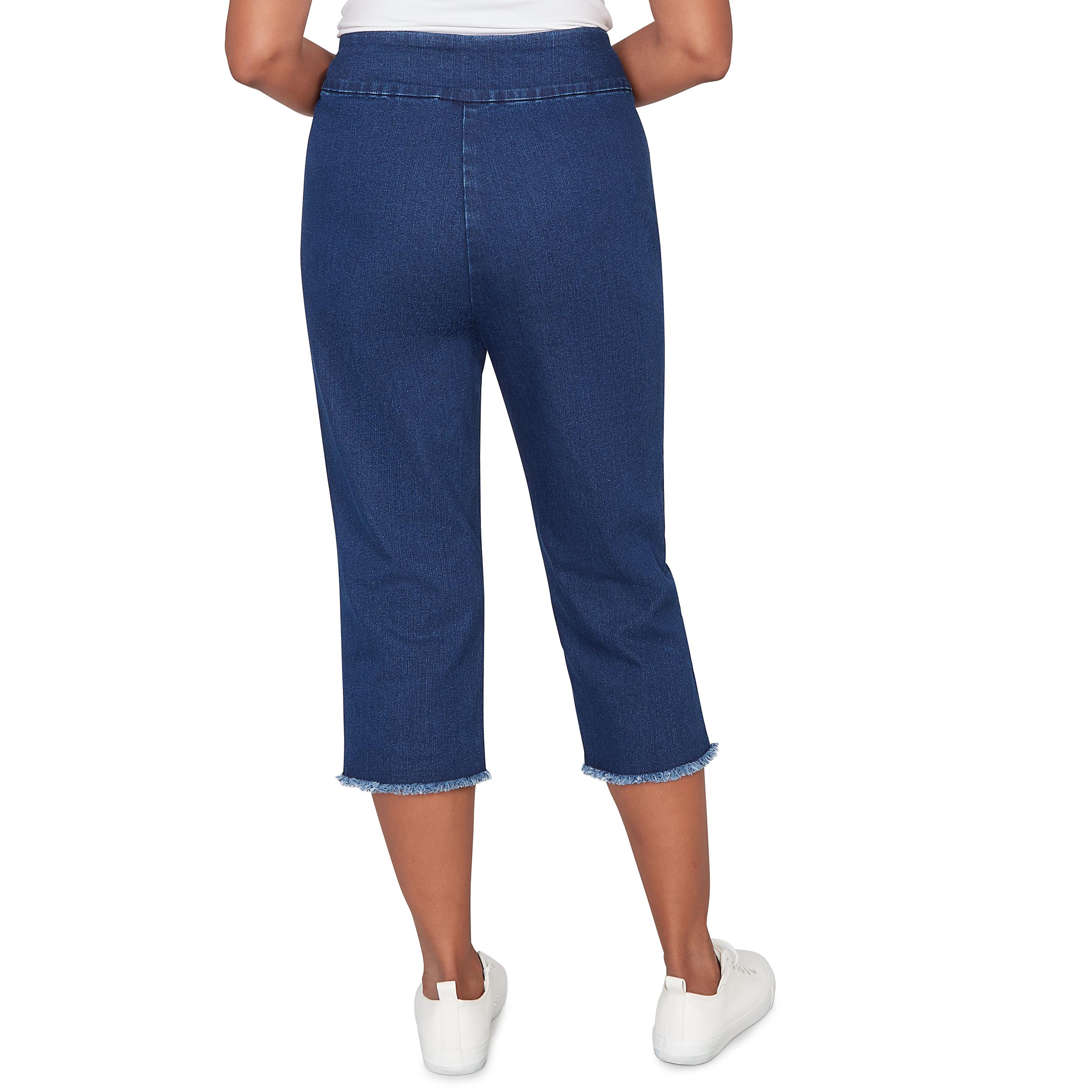 Alfred Dunner Super Stretch Denim Fringe Capri Pant- Petite Product Image