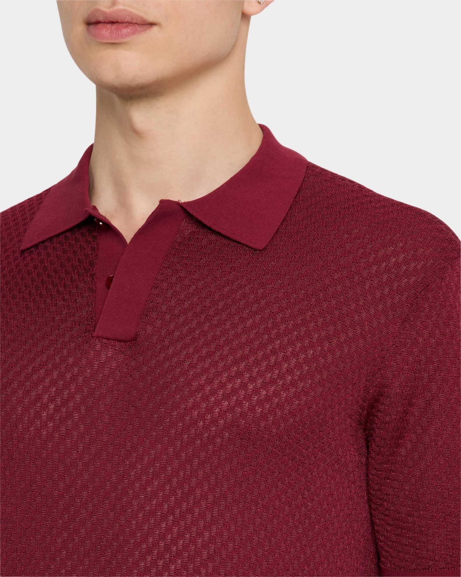 Men's Micro-Jacquard Short-Sleeve Polo Sweater Product Image