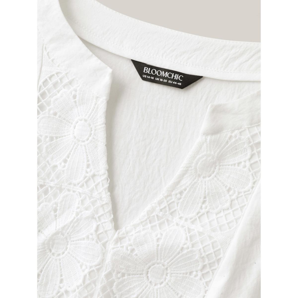 Plus Size Floral Textured Solid Tiered Hem Midi Dress Originalwhite Women Boho Flat collar with V-notch Sleeveless Curvy BloomChic 10/M Product Image