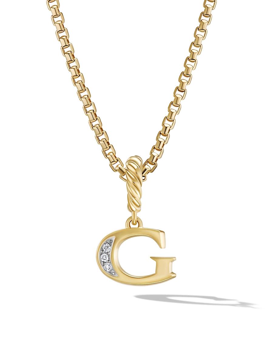 Womens Pav Initial Pendant in 18K Yellow Gold Product Image