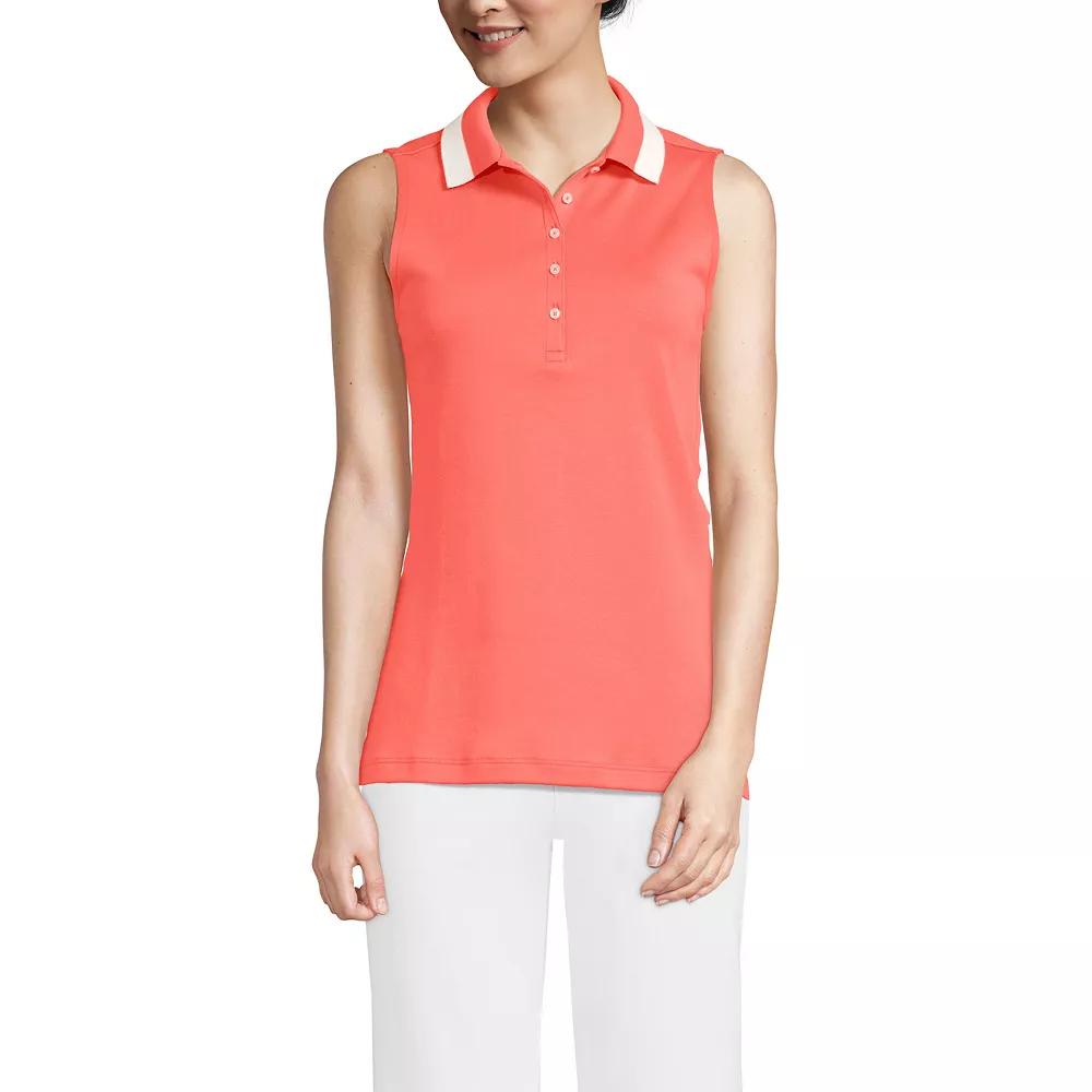 Women's Lands' End Sleeveless Supima Cotton Polo Shirt,  Product Image
