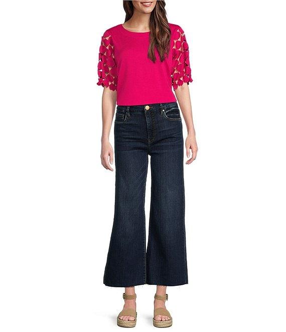 KUT from the Kloth Meg Wide Leg High-Rise Fab Ab Raw Hem Ankle Length Jeans Product Image