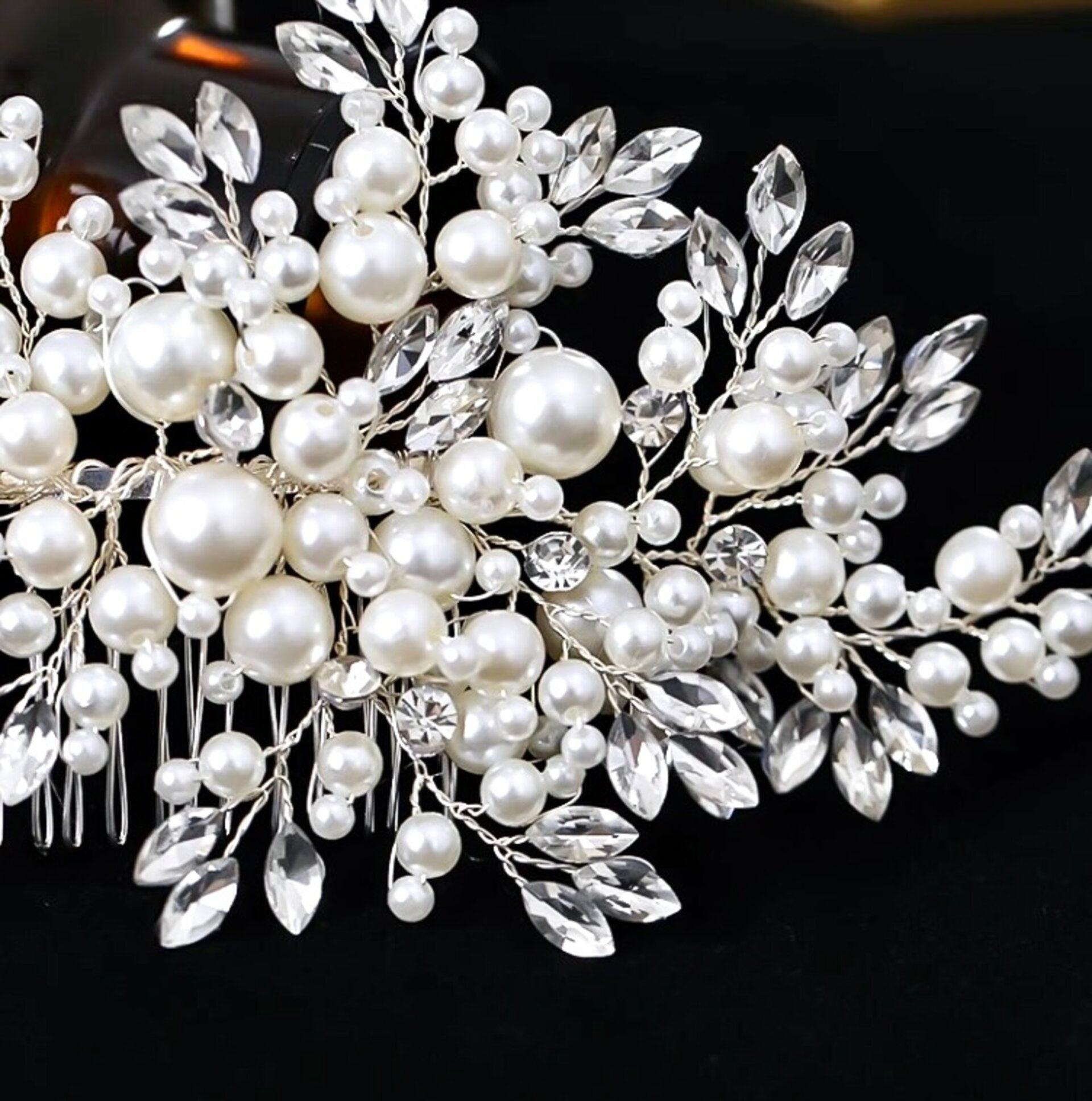 "Anjelica" - Pearl and Crystal Bridal Hair Comb Product Image