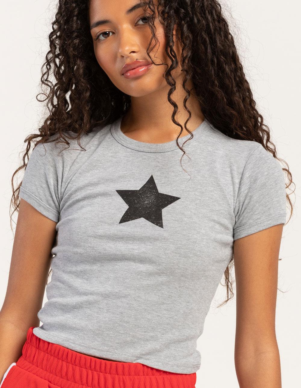 RSQ Womens Star Baby Tee - GRAY Product Image